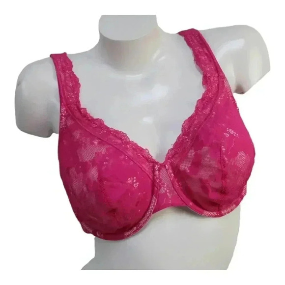 Cacique hot pink lace underwire bra size 38DD - Picture 5 of 11